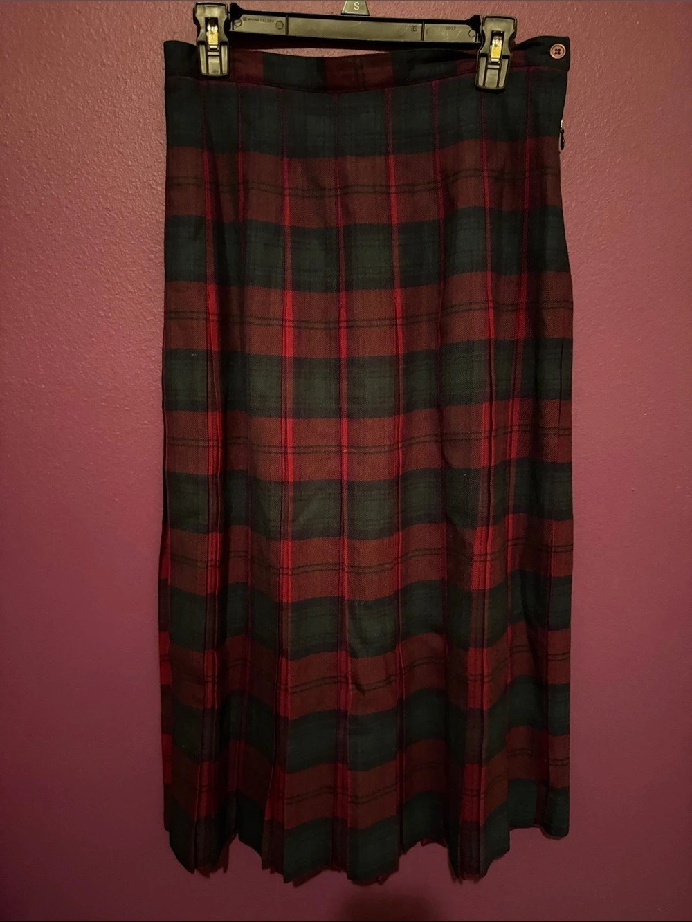 Bretton Place Wool Plaid Deep Red , Navy Blue & Forrest Green, Skirt Size 12